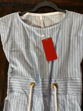 NWT Garnish Apparel Cotton Sheath Dress with Rope Accent in Blue Stripe